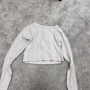 Aerie White Cropped Long Sleeve Shirt